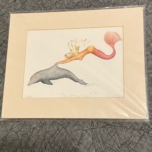 Mermaid and Dolphin Art Print